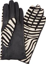 Printed Calf Hair And Leather Gloves