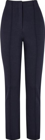 Navy Slim Leg Stretch Jersey Trousers Size 14