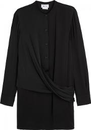 Black Jersey And Stretch Silk Tunic Size Petite