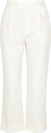 Bergen Off White Kick Flared Trousers