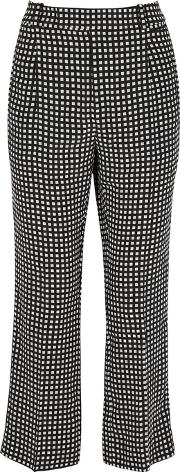 Checked Cropped Silk Trousers