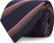 Striped Wool Blend Jacquard Tie