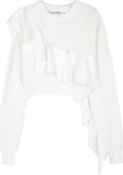 Filles A Papa Ivory Satin Trimmed Ribbed Jumper