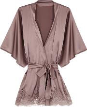 Mink Lace Trimmed Silk Blend Robe