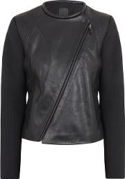The Sofie Black Stretch Neoprene And Leather Jacket