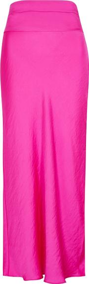 Normani Hot Pink Satin Midi Skirt