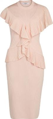 Blush Ruffled Ribbed Knit Dress Size S