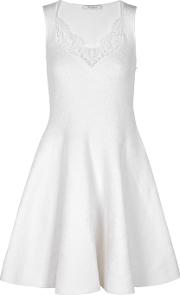 White Damask Jacquard Knit Dress