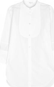 White Piqu Cotton Tuxedo Shirt Size L