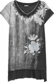 Gesso Charcoal Stencil Print Cotton T Shirt Size M