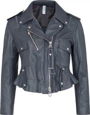 Harley Cropped Leather Biker Jacket Size 12