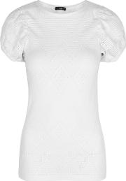 White Stretch Knit T Shirt