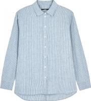 Pacific Blue Striped Linen Blend Shirt 