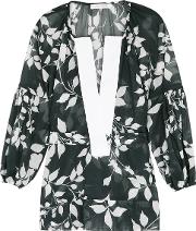 Lila. Eugenie Navy Leaf Print Voile Blouse