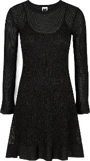 Black Metallic Knit Mini Dress