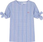 Light Blue Checked Top