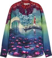 X Disney Mulan Print Silk Shirt