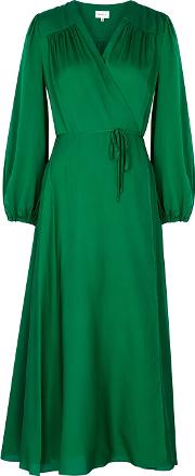 Gina Green Stretch Silk Wrap Dress