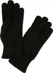 Black Ribbed Wool Gloves