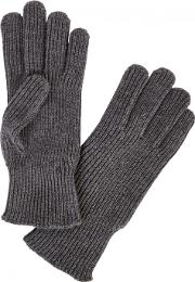 Grey Ribbed Wool Gloves