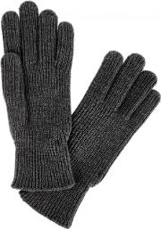 Grey Ribbed Wool Gloves