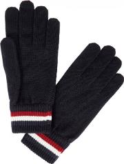 Navy Striped Wool Gloves