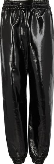Black Faux Leather Sweatpants