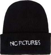 No Pictures Black Knitted Beanie
