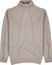 Officine Generale Taupe Roll Neck Wool Jumper