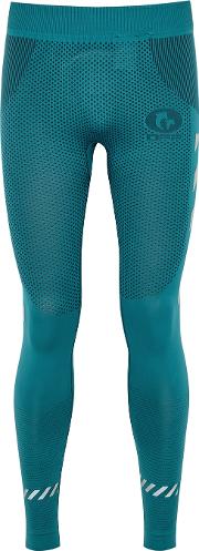 Off White Turquoise Stretch Jersey Running Tights