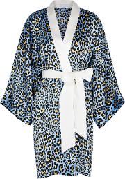 Mimi Hedonist Leopard Print Silk Robe