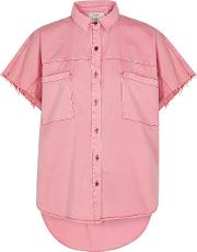 Daria Pink Distressed Denim Shirt