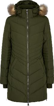 Queens Army Green Fur Trimmed Shell Coat