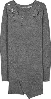 Grey Laddered Wool Blend Jumper Dress Size Xs