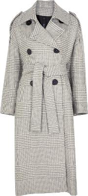 Mila Grey Checked Wool Coat