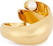 Faux Pearl Embellished Gold Tone Ring