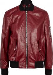 Burgundy Leather Bomber Jacket 