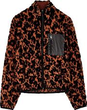 Leopard Boucle Knit Bomber Jacket