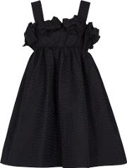 Black Bow Embellished Linen Blend Mini Dress
