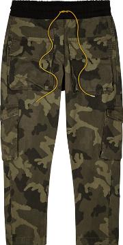 Camouflage Print Canvas Trousers