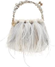 Diana Feather Embellished Top Handle Bag