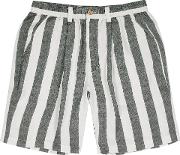 Off White Striped Lyocell Shorts