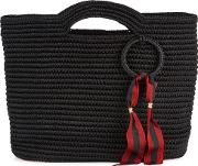 Black Straw Basket Bag