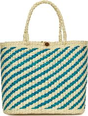 Canasta Striped Straw Basket Bag