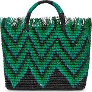 Canasta Tonal Green Straw Basket Bag