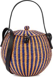 Coco Striped Straw Basket Bag