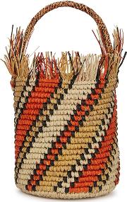 Side Stripes Cream Straw Basket Bag