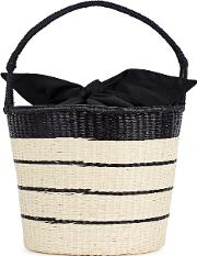 Striped Straw Basket Bag