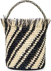Striped Straw Bucket Bag