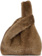 Furrissima Brown Fur Top Handle Bag